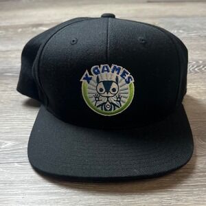 X Games Snapback Hat Mens OSFM Black Embroidered Flat Brim Skater Cap AQ45